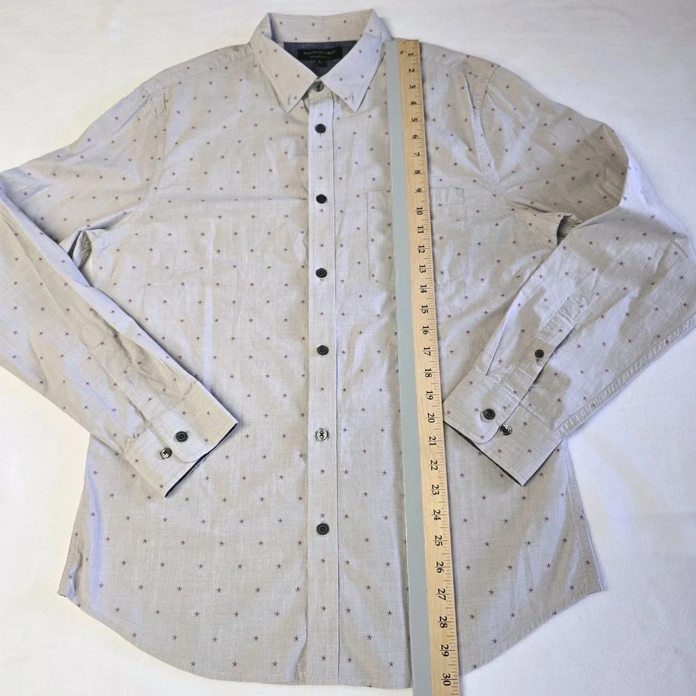 Banana Republic Mens Soft Wash Slim Fit Floral Print Button Down Shirt Gray L